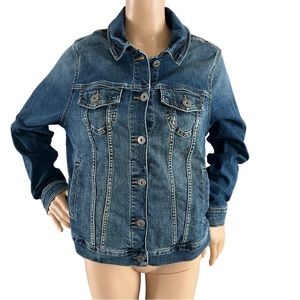 Torrid First At Fit Button Front Denim Medium Wash Stretch